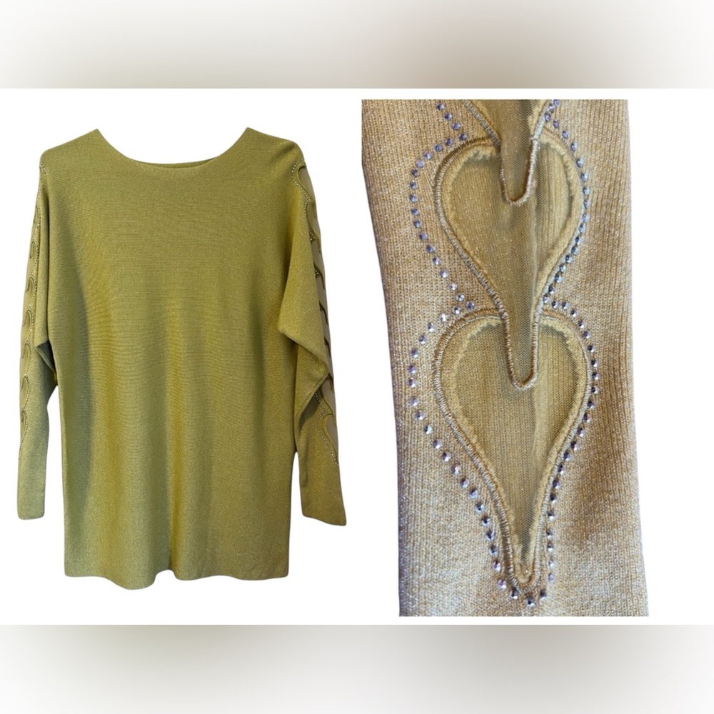 Les étoiles claires Paris Women’s Lightweight Sweater Sz S/M Green wool cashmere